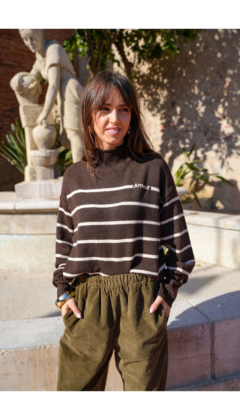 Pull Rayé Marron ABIGAIL