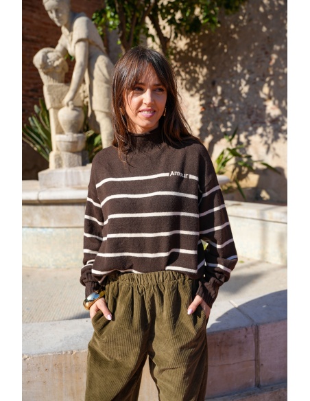 Pull Rayé Marron ABIGAIL
