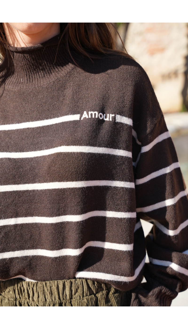 Pull Rayé Marron ABIGAIL