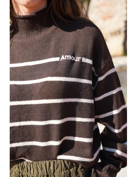 Pull Rayé Marron ABIGAIL