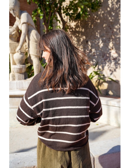 OLIVIA MODA CHOCO ECRU PULL FEMME