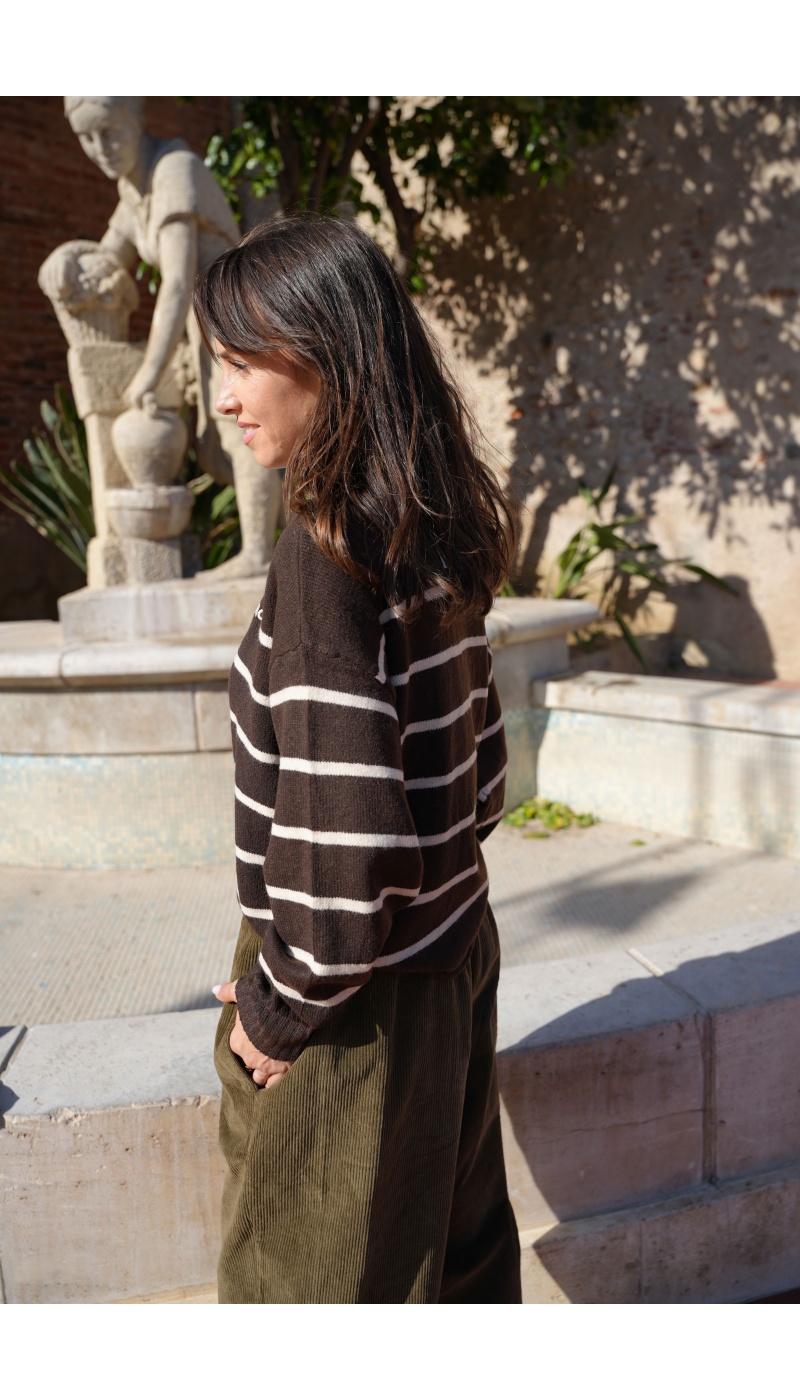 Pull Rayé Marron ABIGAIL