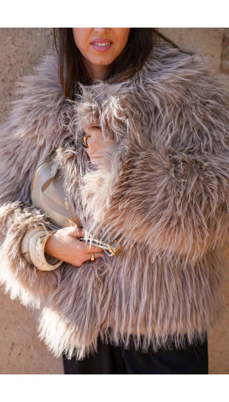 Veste Fourrure Beige ANOUK