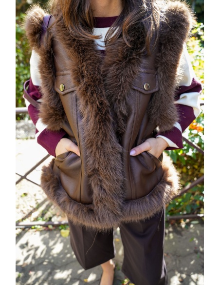 Veste Simili Chocolat LOLA