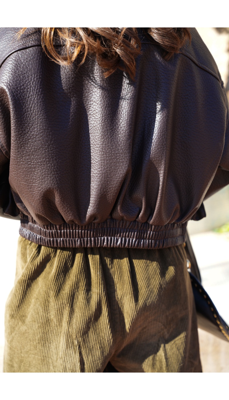 Veste Simili Marron ROXANE