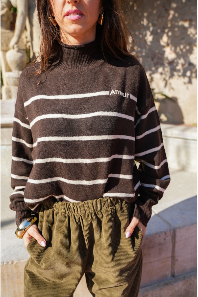Pull Rayé Marron ABIGAIL