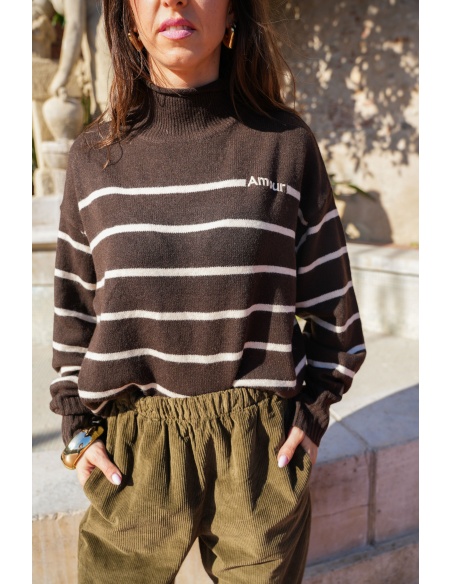 Pull Rayé Marron ABIGAIL