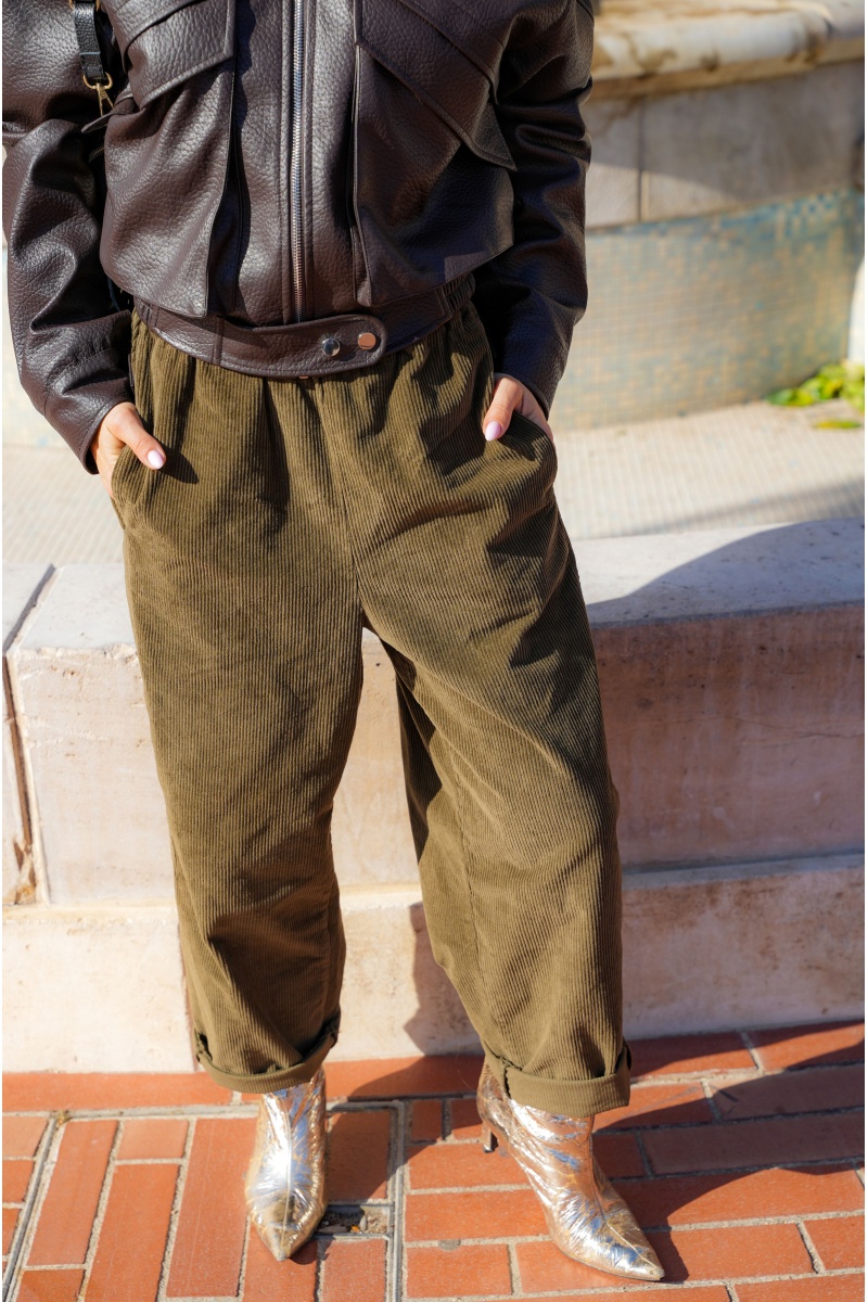 Pantalon Velours Kaki AMELIE