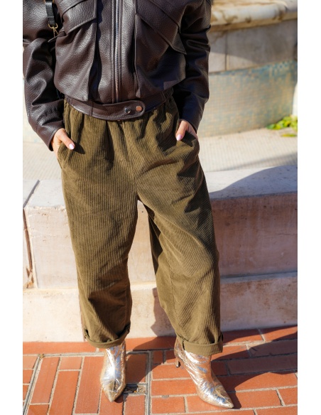 Pantalon Velours Kaki AMELIE