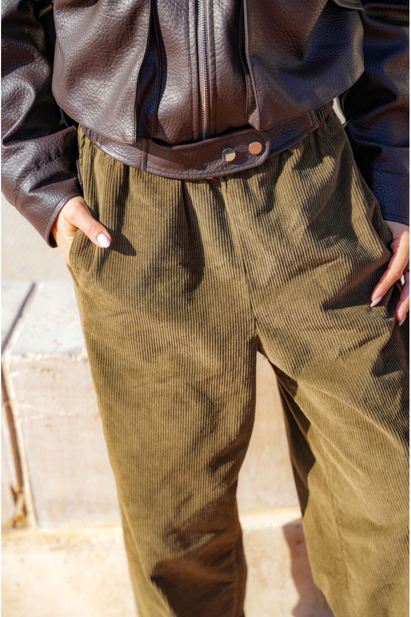 Pantalon Velours Kaki AMELIE 2