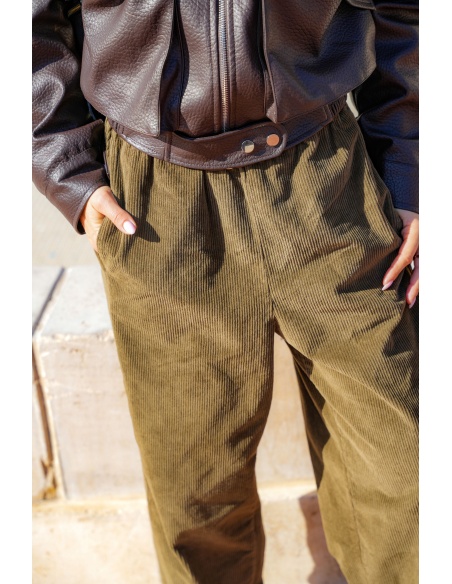 Pantalon Velours Kaki AMELIE