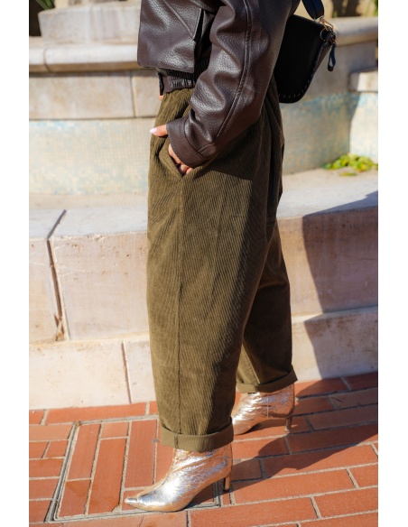 Pantalon Velours Kaki AMELIE