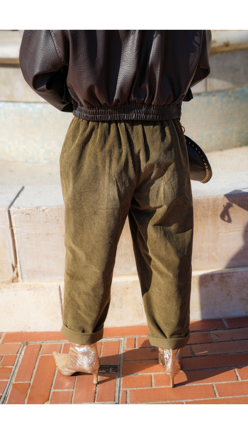 Pantalon Velours Kaki AMELIE