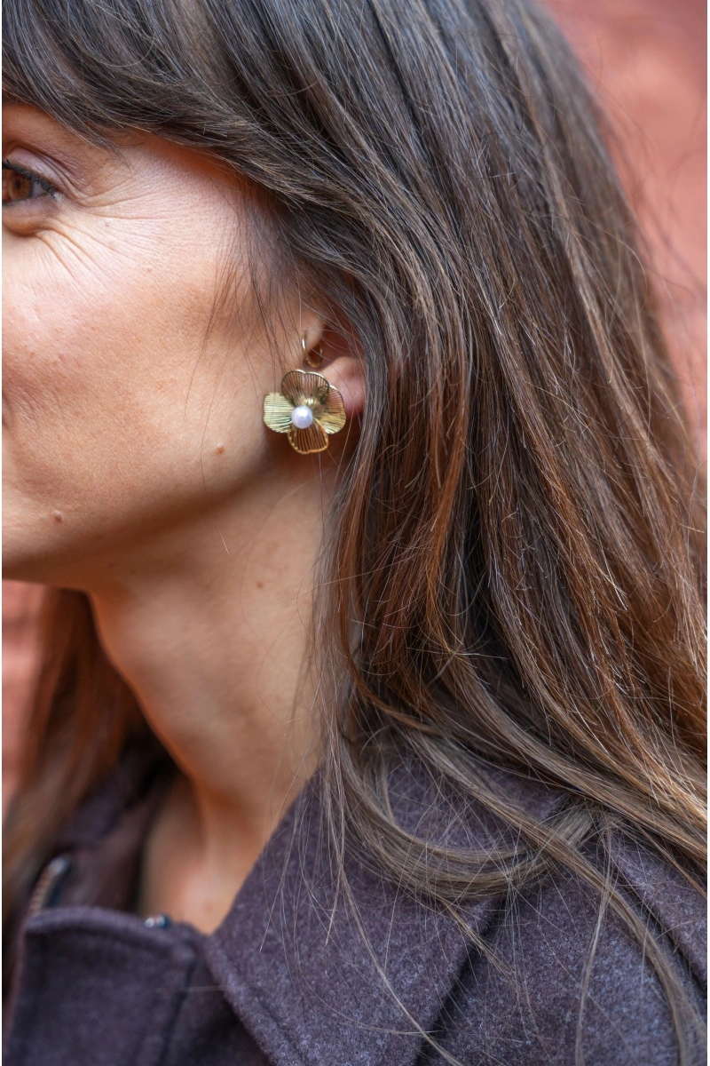 mia complementos bcn FLEURS DORE BOUCLES D'OREILLES