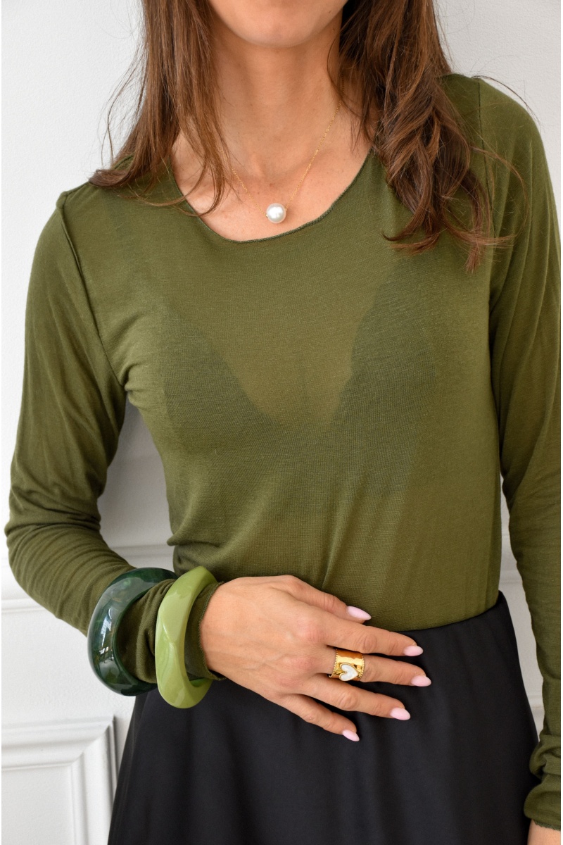 Haut Cachemire Kaki THEA