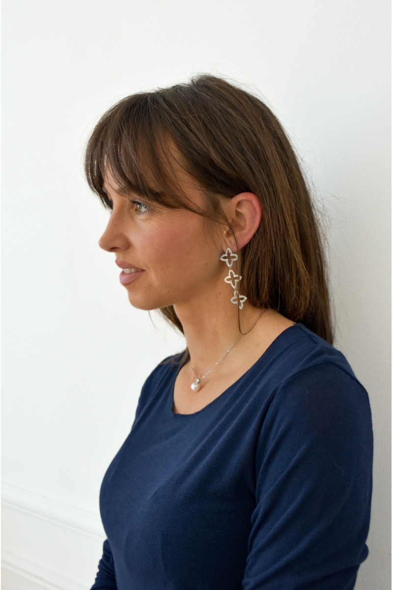 mia complementos bcn PFLEUR ARGENT BOUCLES D'OREILLES