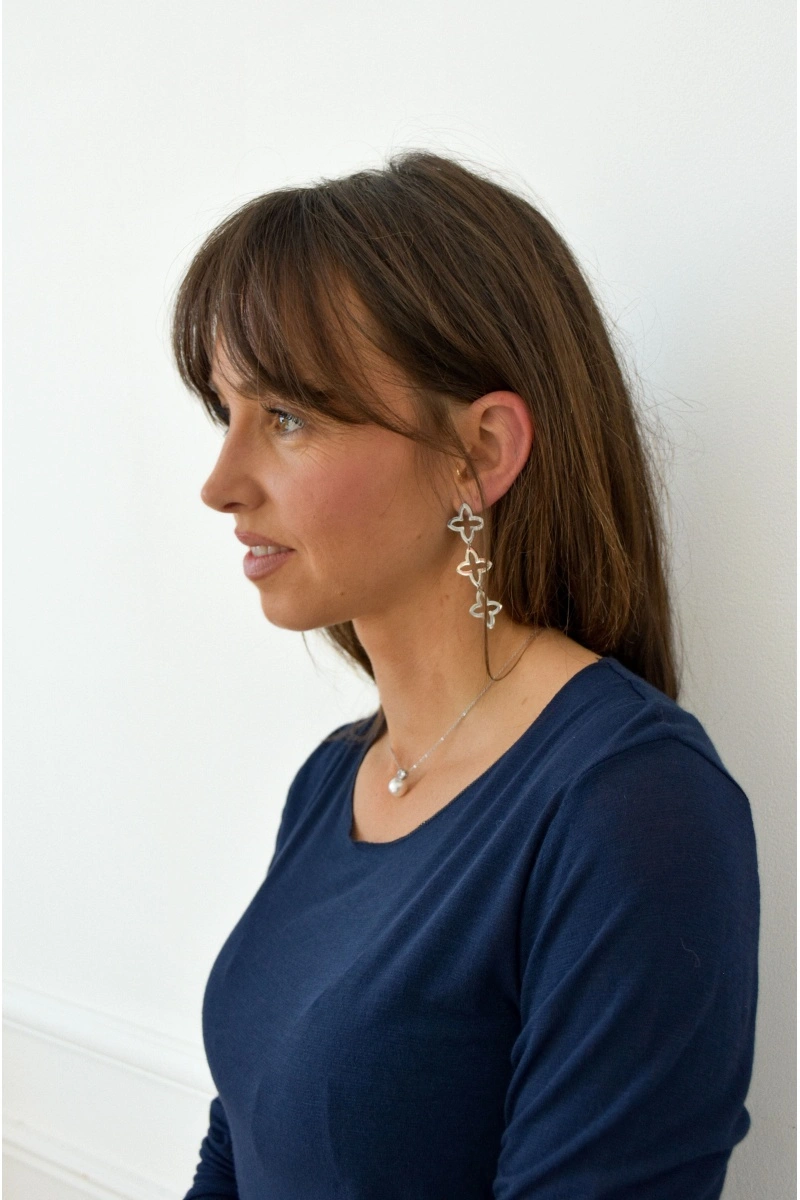 mia complementos bcn PFLEUR ARGENT BOUCLES D'OREILLES