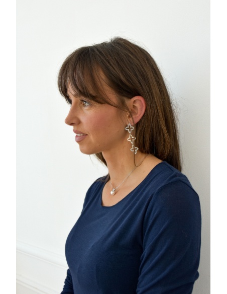 mia complementos bcn PFLEUR ARGENT BOUCLES D'OREILLES