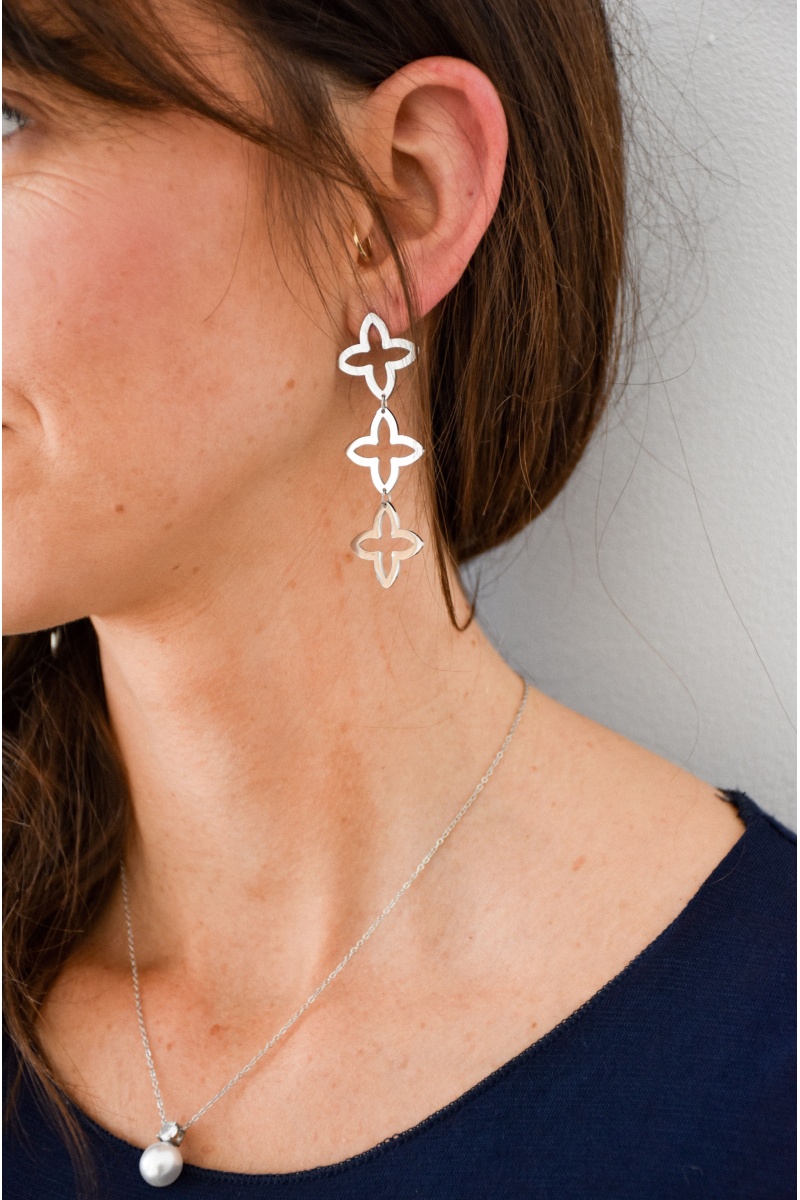 mia complementos bcn PFLEUR ARGENT BOUCLES D'OREILLES 2