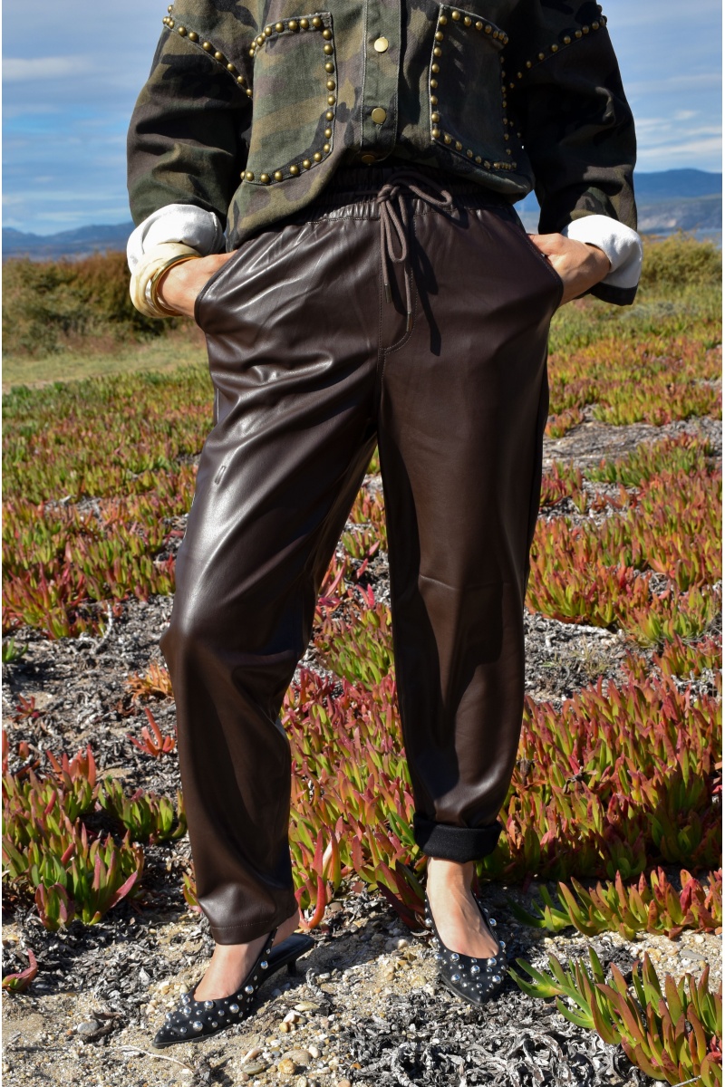Pantalon Simili Marron VALENTINA