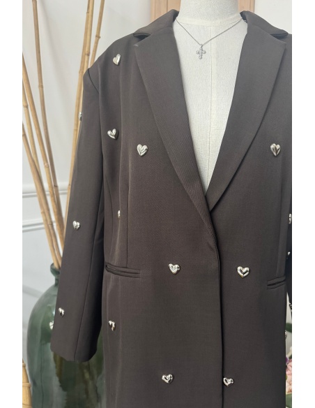 Blazer Overzise Coeur Choco AMOR