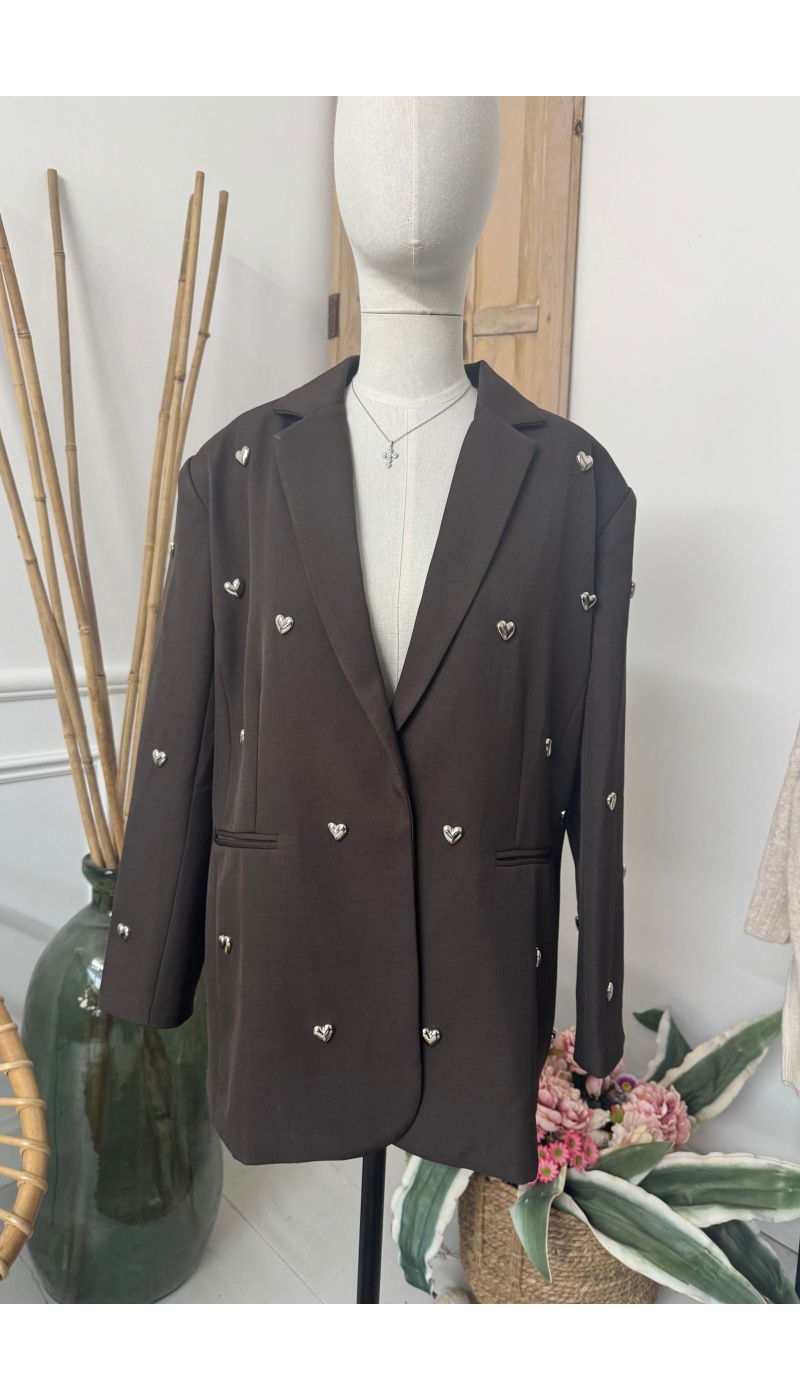 Blazer Overzise Coeur Choco AMOR
