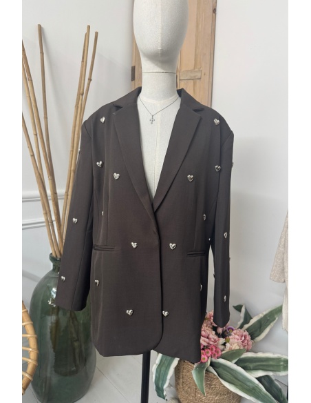 Blazer Overzise Coeur Choco AMOR