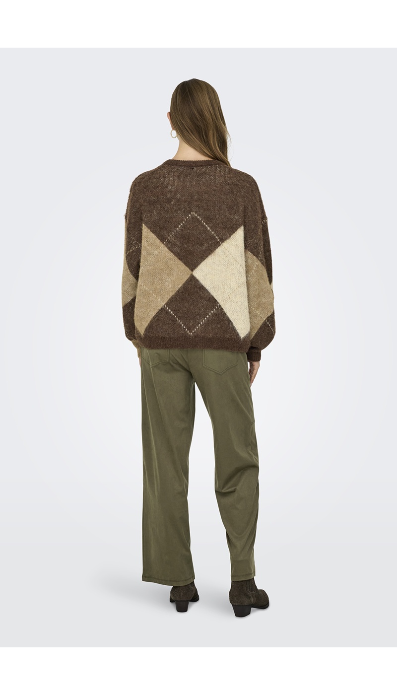 Pull Carreaux Marron ONLNOEME