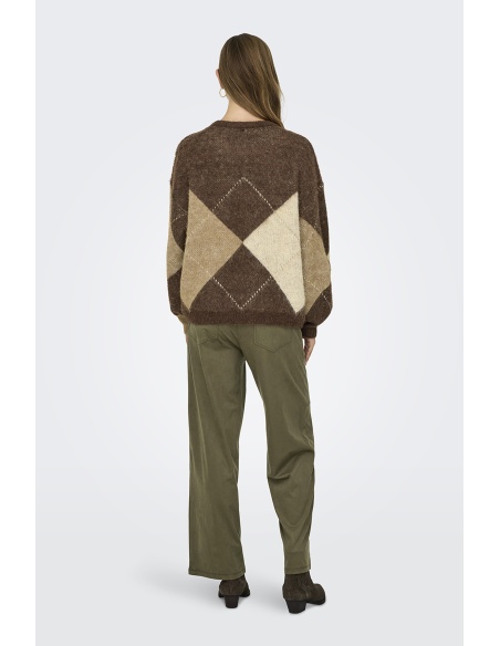 Pull Carreaux Marron ONLNOEME