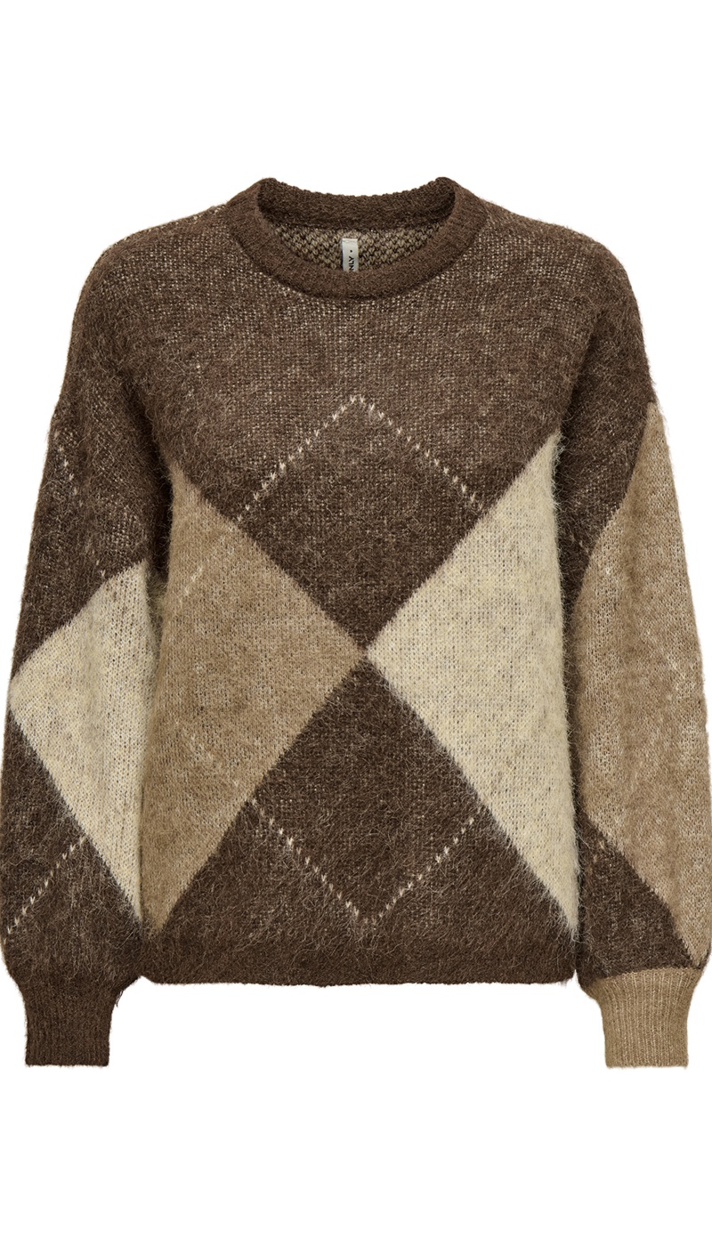 Pull Carreaux Marron ONLNOEME