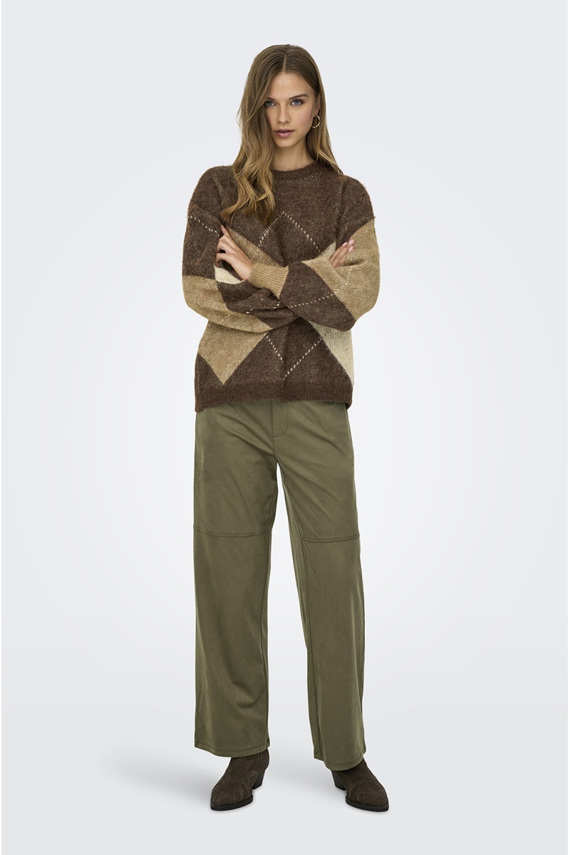 Pull Carreaux Marron ONLNOEME