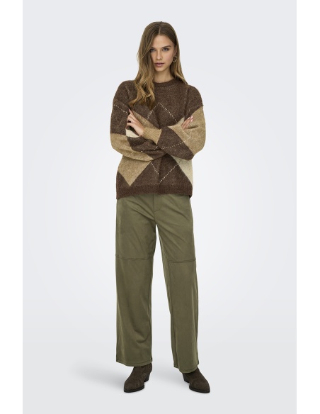 Pull Carreaux Marron ONLNOEME