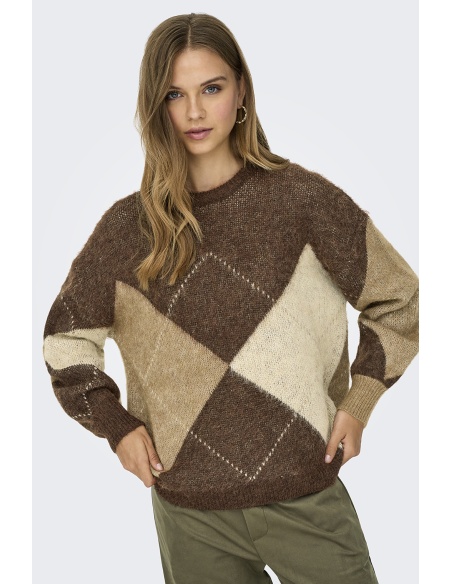 Pull Carreaux Marron ONLNOEME