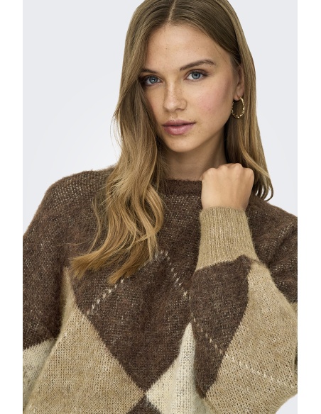 Pull Carreaux Marron ONLNOEME