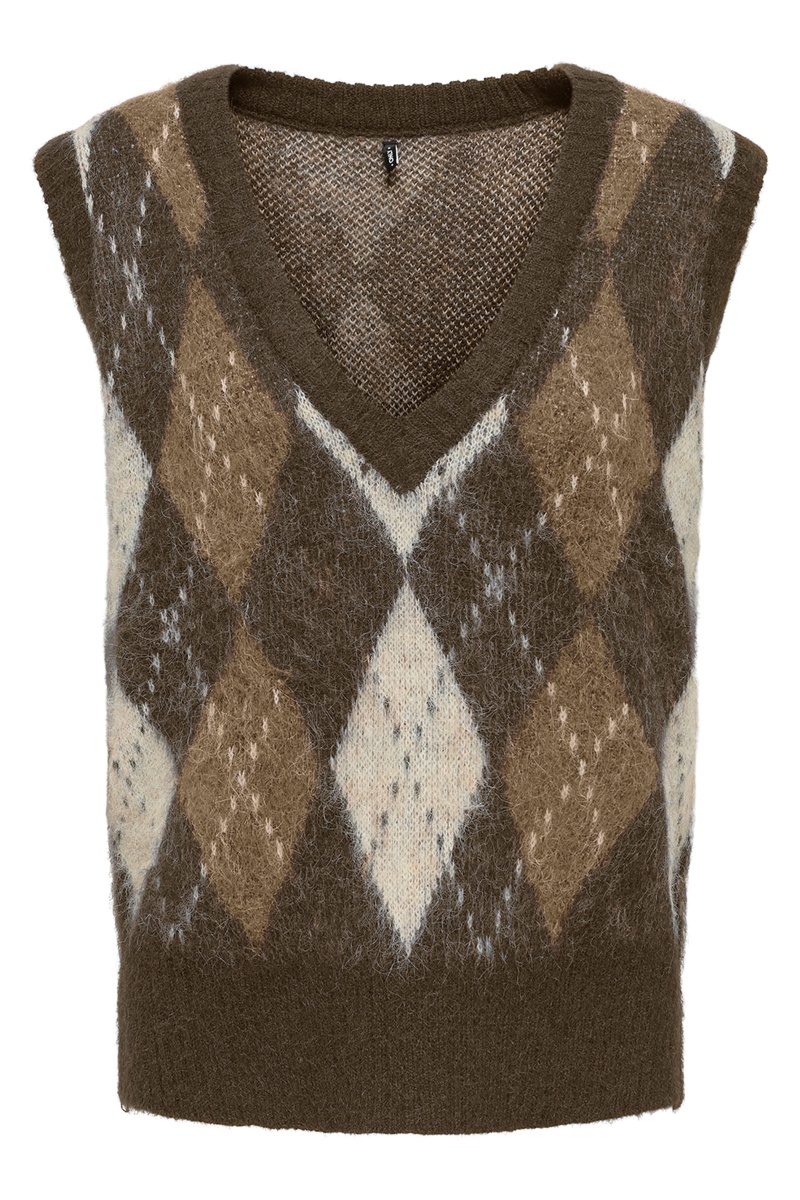 Pull Carreaux Marron ONLNOEME