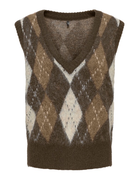 Pull Carreaux Marron ONLNOEME