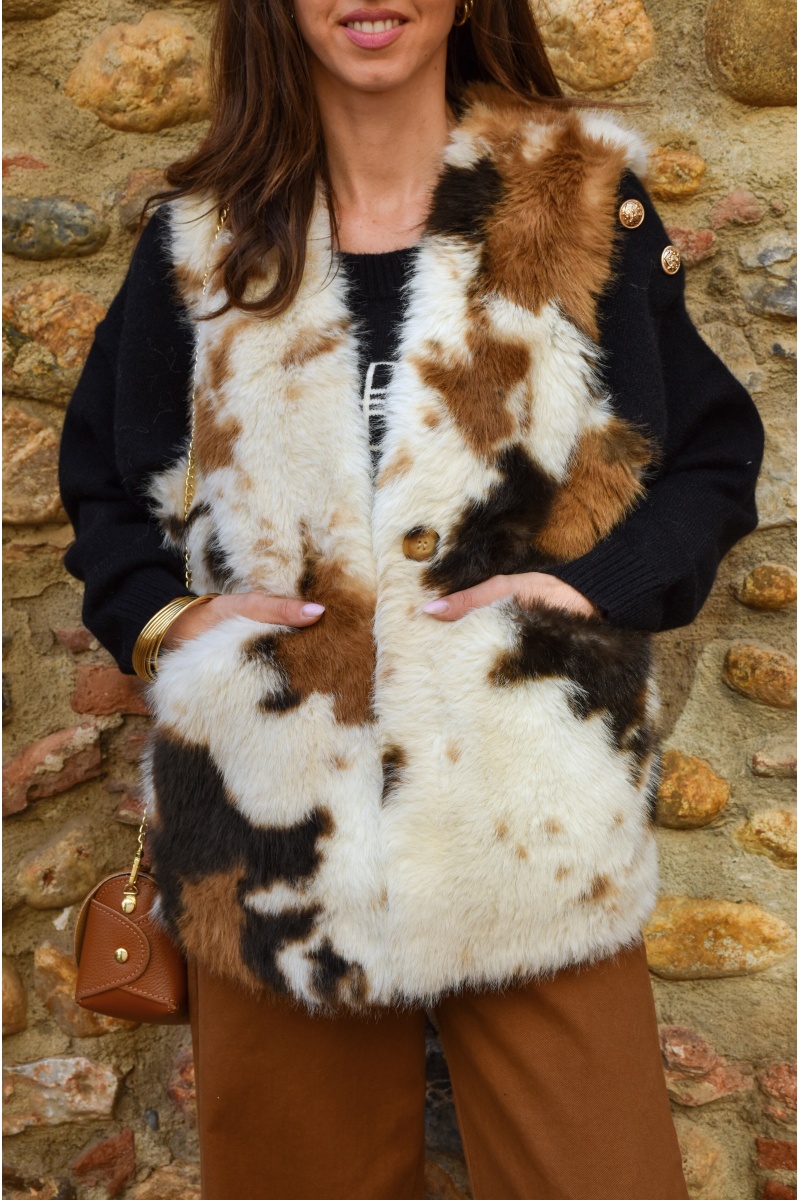 Veste Fourrure Imprimée COW