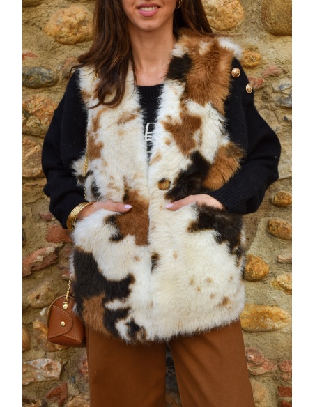 Veste Fourrure Imprimée COW