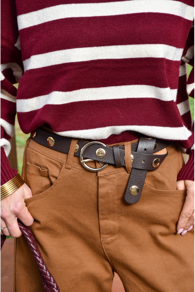 Ceinture Clous Marron PAOLA