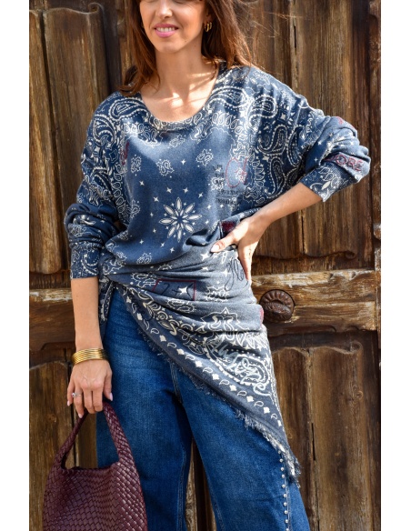 DE FIL EN AIGUILLE ECRU MARINE PULL FEMME