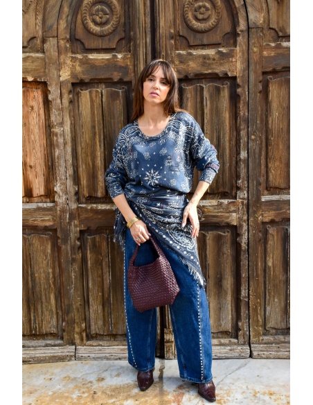 DE FIL EN AIGUILLE ECRU MARINE PULL FEMME