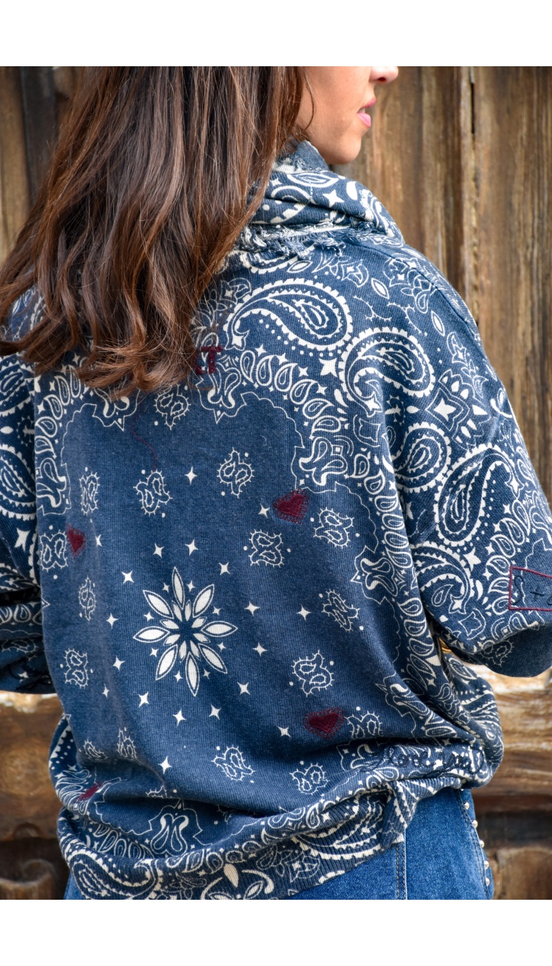 DE FIL EN AIGUILLE ECRU MARINE PULL FEMME