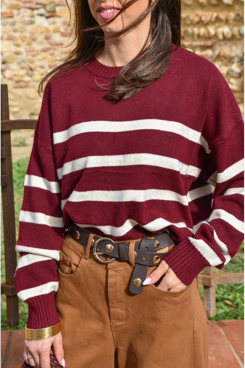 OLIVIA MODA BORDEA ECRU PULL FEMME 2