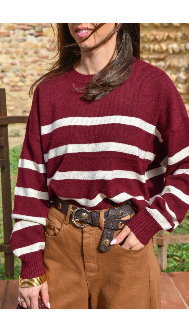 OLIVIA MODA BORDEA ECRU PULL FEMME