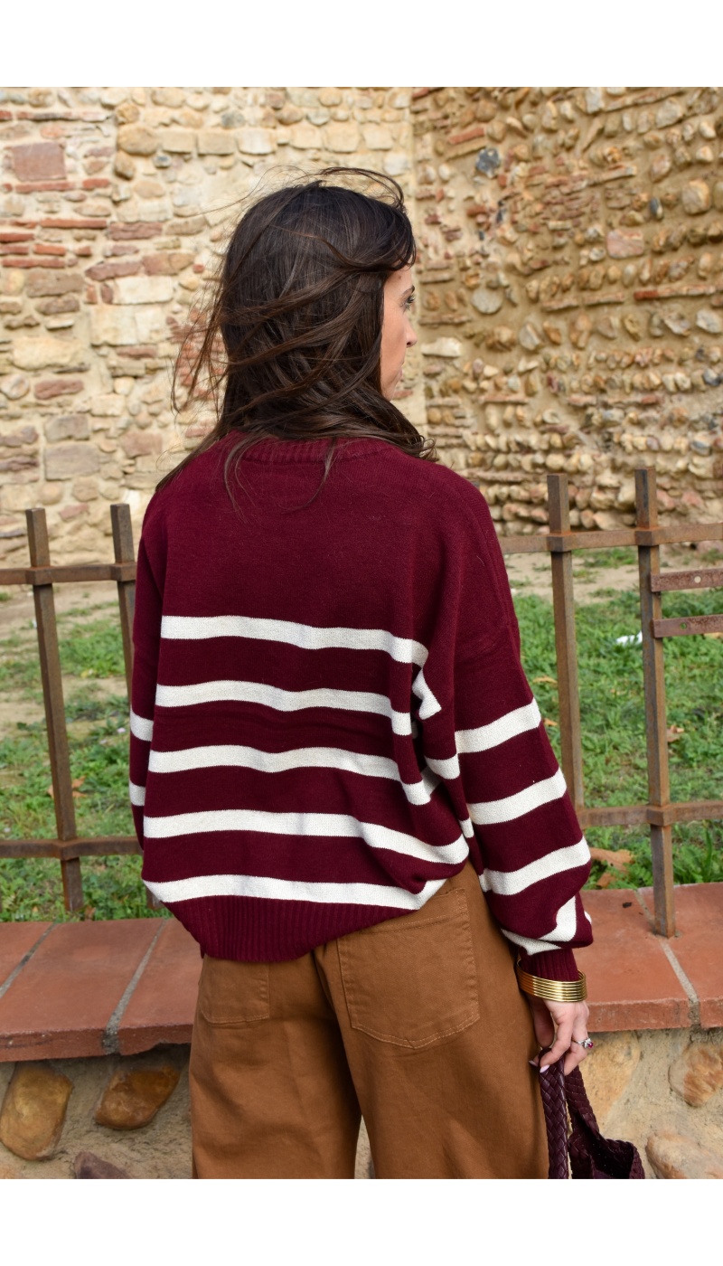 Pull Rayé Bordeaux LINE