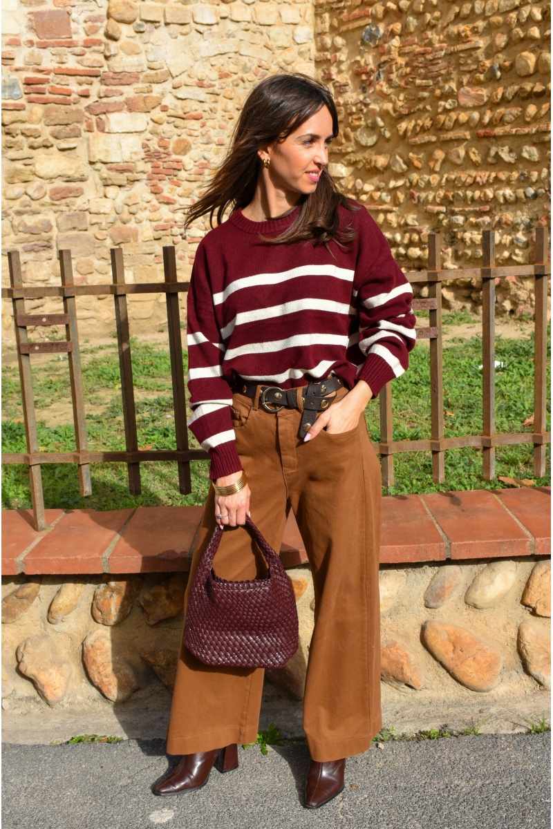 OLIVIA MODA BORDEA ECRU PULL FEMME