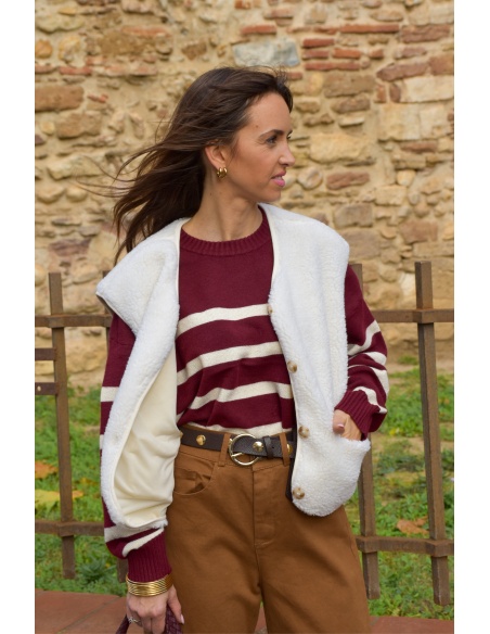 OLIVIA MODA BORDEA ECRU PULL FEMME