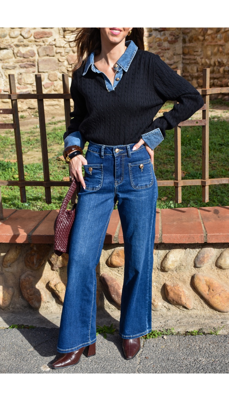 Pull Denim Noir ELISE