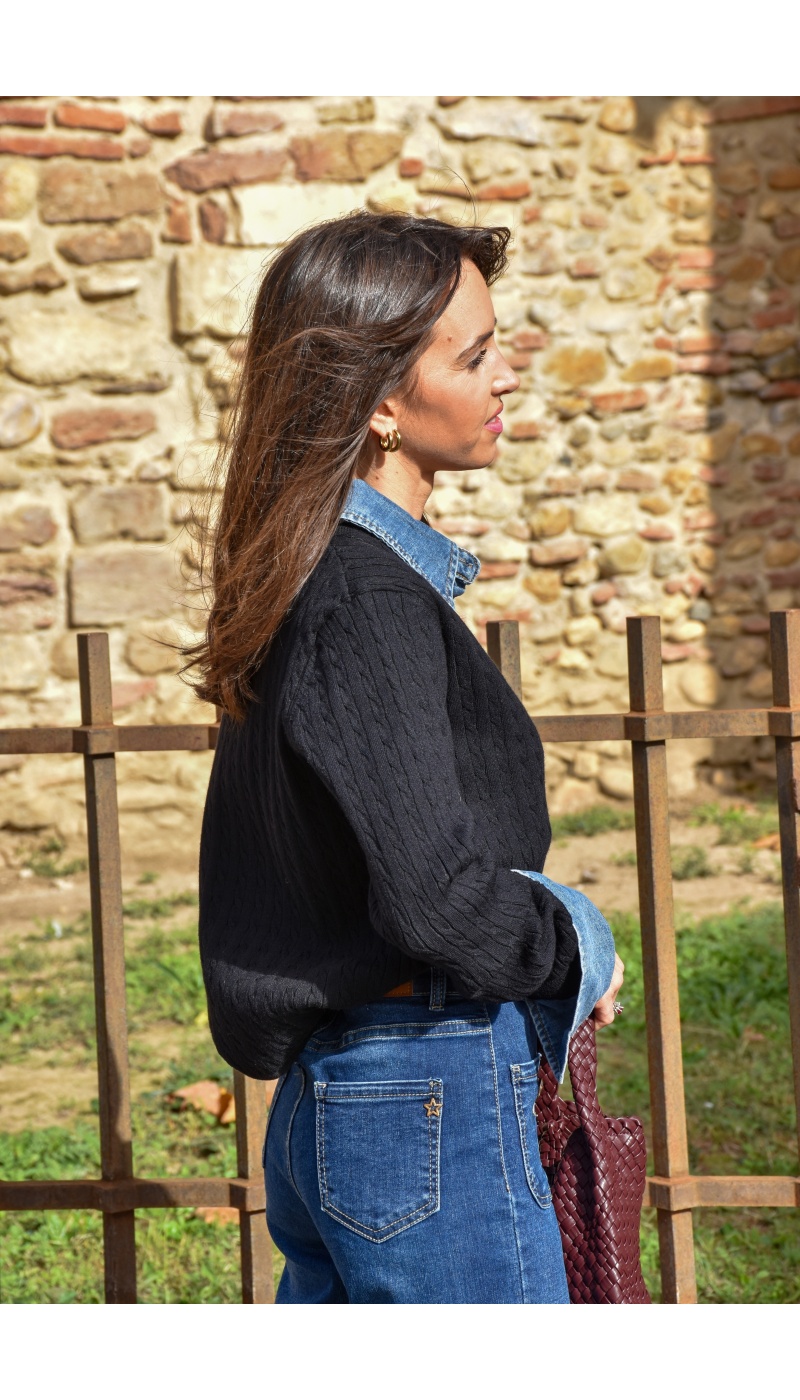 Pull Denim Noir ELISE