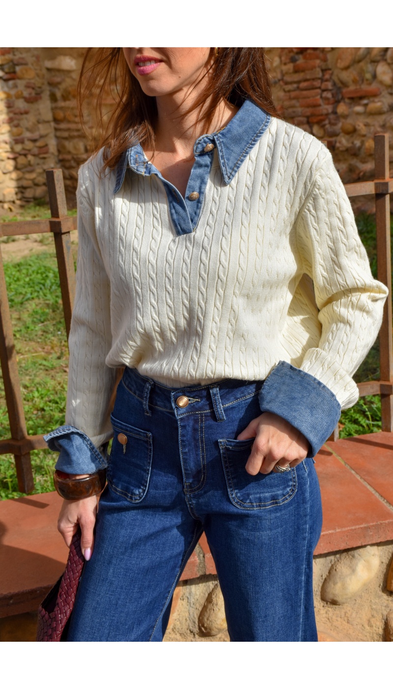 lai fashion JEANS ECRU PULL FEMME